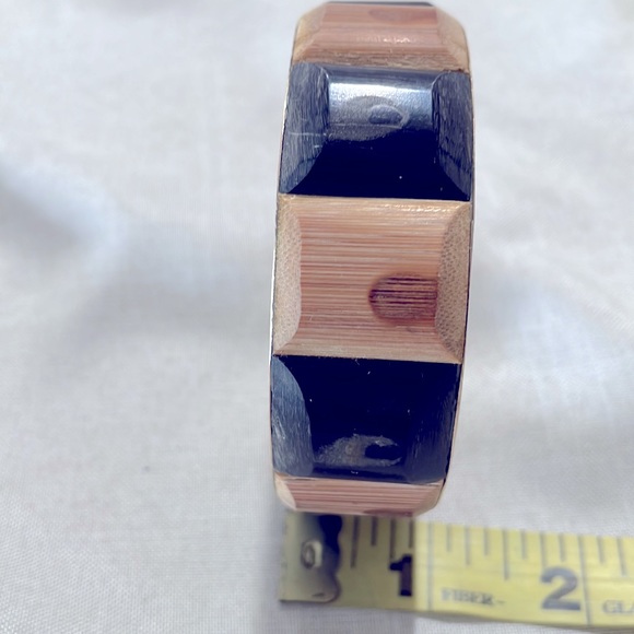 Brass & Polished Wood Bangle Bracelet - Picture 7 of 7